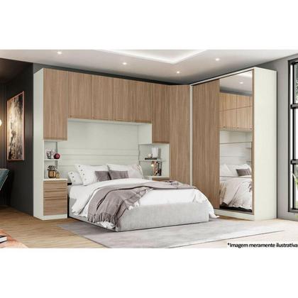 Imagem de Armário Aéreo Modulado Ponte Casal MC11 Seletto c/ 4 Portas cor Areia/Jequitibá - Henn