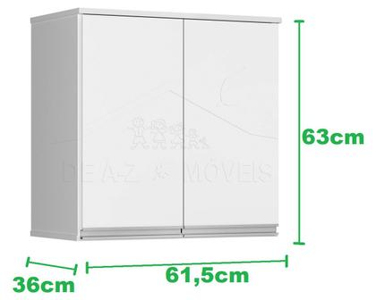 Imagem de Armário Aéreo Módulo 2 Portas VALEN Com Puxadores em Alumínio Cor Branco