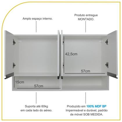 Imagem de Armário Aéreo Multiuso 120Cm 100%Mdf Cozinha/Área De Serviço