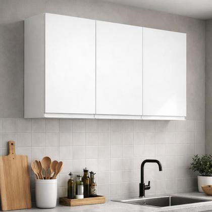 Imagem de Armário Aéreo Multiuso 120Cm 3 Portas Para Cozinha em mdf