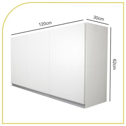 Imagem de Armário Aéreo Multiuso 120Cm 3 Portas Para Cozinha em mdf