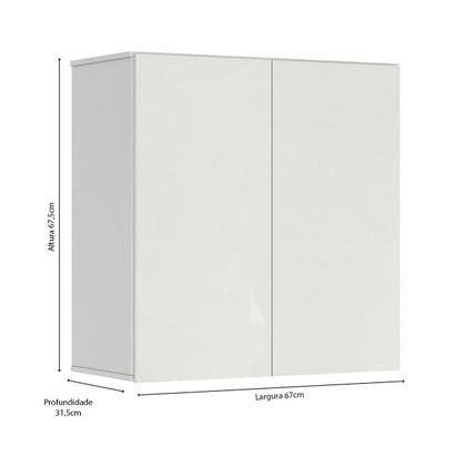 Imagem de Armário Aéreo Multiuso Cozinha Dispensa Lavanderia Suspenso 2 Portas Prateleira Interna Organizadora - Branco - RPM Móveis
