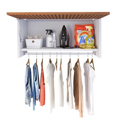 Imagem de Armário Aéreo Multiuso Delta Parede Suspenso Cabideiro Lavanderia Closet Quarto - Ripado