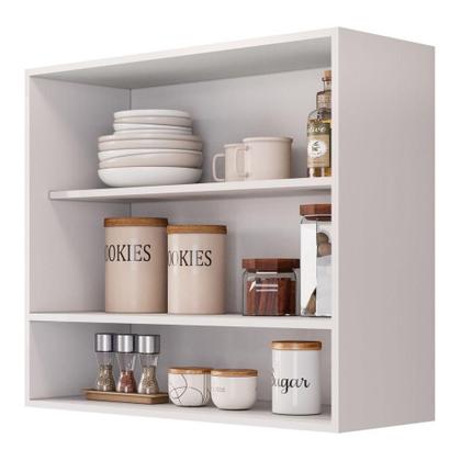 Imagem de Armário Aéreo Multiuso Lux 80cm 100%mdf 02 Portas Com Nicho Integrado Branco - Abmaza