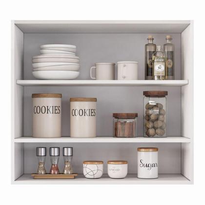 Imagem de Armário Aéreo Multiuso Lux 80cm 100%mdf 02 Portas Com Nicho Integrado Branco - Abmaza