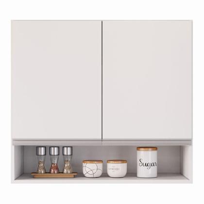 Imagem de Armário Aéreo Multiuso Lux 80cm 100%mdf 02 Portas Com Nicho Integrado Branco - Abmaza