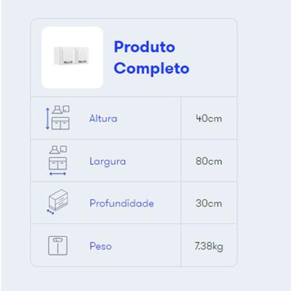 Imagem de Armário Aéreo New Premium 80cm com 2 Portas Branco Itatiaia