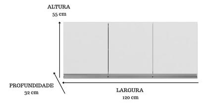 Imagem de - Armário Aéreo P/ Cozinha Andreia 120cm C/3 Portas