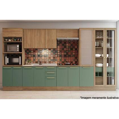 Imagem de Armário Aéreo p/ Cozinha Botanic M634 c/ 3 Portas Nogueira - Kappesberg