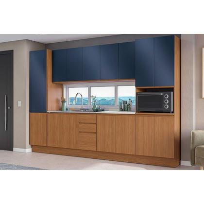 Imagem de Armário Aéreo p/ Cozinha Ciela R646 c/ 3 Portas 120cm Canela - Kappesberg