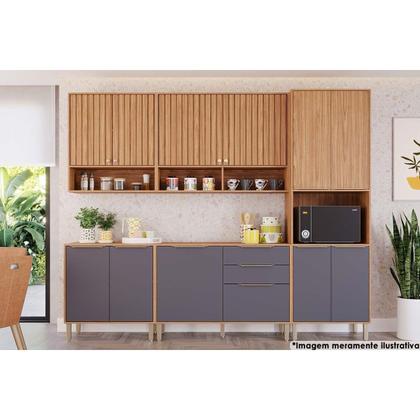 Imagem de Armário Aéreo p/ Cozinha Divina c/2 Portas Ripadas 80 cm Freijo - MGM