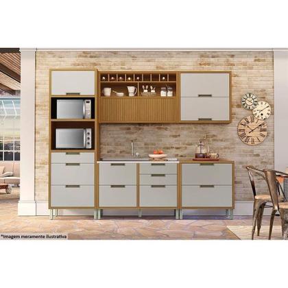 Imagem de Armário Aéreo p/ Cozinha Imperatriz c/ 1 Porta Basculante 80cm Freijo/Grafite - Nesher