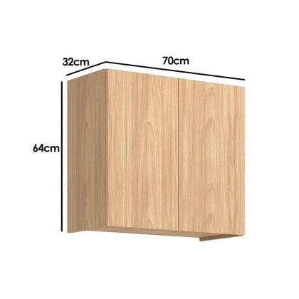 Imagem de Armário Aéreo p/ Cozinha Rebeca c/ 2 Portas 70cm Mel - Movelbento