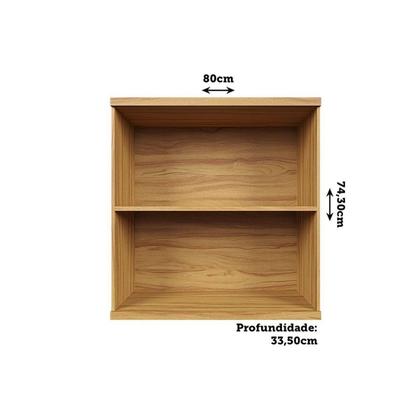 Imagem de Armário Aéreo p/ Cozinha Sauvignon c/ 2 Portas Ripadas 80cm Amendoa - Ronipa