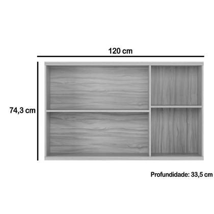 Imagem de Armário Aéreo p/ Cozinha Sauvignon c/ 3 Portas 120cm Amendoa - Ronipa