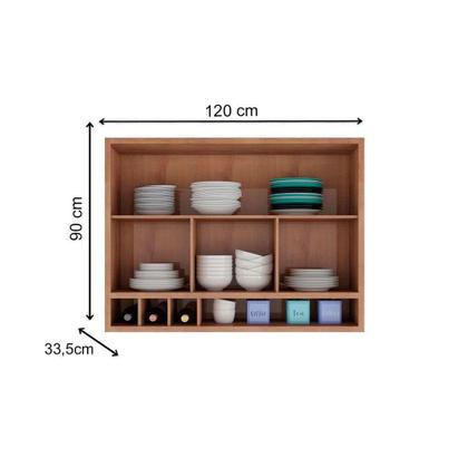 Imagem de Armário Aéreo p/ Cozinha Syrah Adega 2 Portas (1 c/ Vidro Reflecta) 120cm Amendoa/Off White - Ronipa