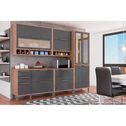 Imagem de Armário Aéreo p/ Cozinha Syrah Adega 2 Portas (1 c/ Vidro Reflecta) 120cm Amendoa/Off White - Ronipa