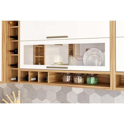 Imagem de Armário Aéreo p/ Cozinha Syrah Adega 2 Portas (1 c/ Vidro Reflecta) 120cm Amendoa/Off White - Ronipa