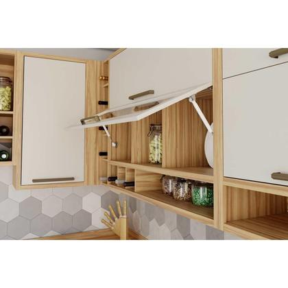 Imagem de Armário Aéreo p/ Cozinha Syrah Adega 2 Portas (1 c/ Vidro Reflecta) 120cm Amendoa/Off White - Ronipa