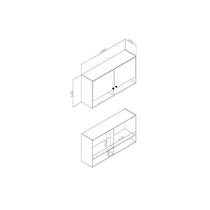 Imagem de Armário Aéreo p/ Cozinha Torino c/ 2 Portas 120cm Mel - Movelbento