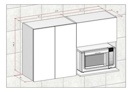 Imagem de Armário Aéreo P/pratos Nicho Cozinha Suporte Microondas Mdf