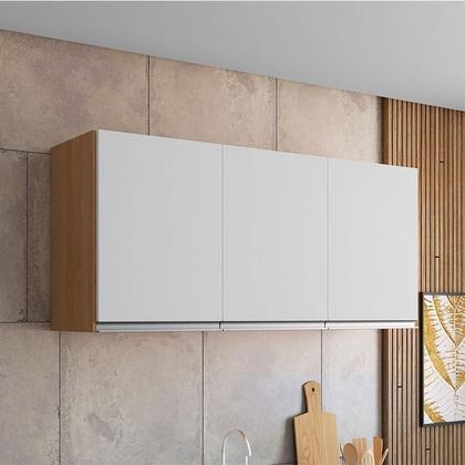 Imagem de Armário Aéreo para Cozinha Andréia 3 Portas Amêndoa Branco - AJL