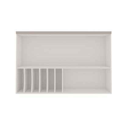 Imagem de Armário Aéreo para Cozinha com Porta de Vidro Provençal 100% MDF Iluminata Branco/Fendi