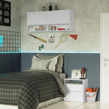 Imagem de Armário Aéreo para Quarto com Nicho e Prateleira 120cm Branco Madesa