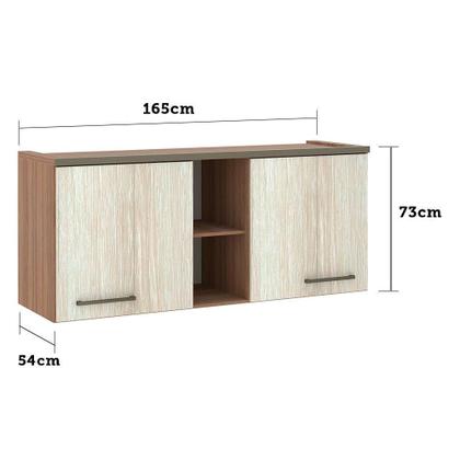 Imagem de Armário Aéreo Ponte Casal Modulado Connect 165cm 2 Portas Luciane Móveis