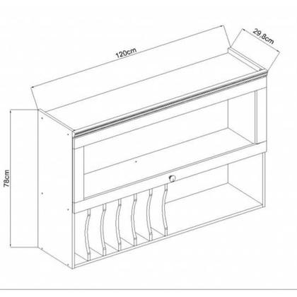 Imagem de Armário Aéreo Porta Basculante 120cm Cozinha com Nicho MDF