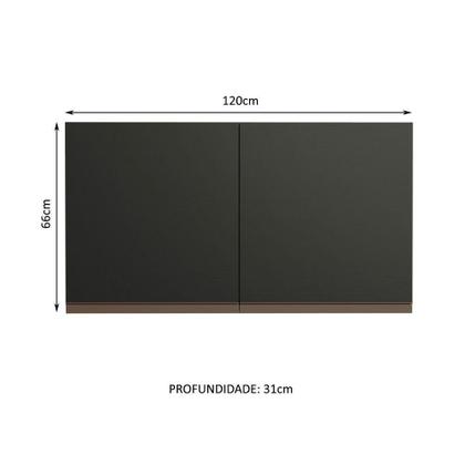 Imagem de Armário Aéreo Reims 120cm 2 Portas Preto Madesa