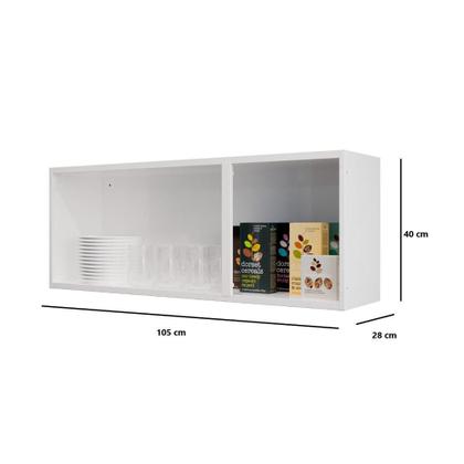 Imagem de Armário Aéreo Suspenso 3 Portas 1 Prateleira Cozinha Modulada 105 cm Organizador Itatiaia Preto