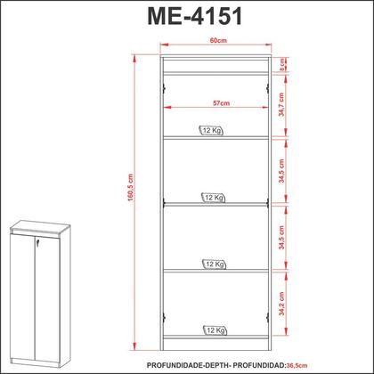 Imagem de Armário Alto com 2 Portas para Escritório ME4151 Amêndoa/Preto Tecnomobili