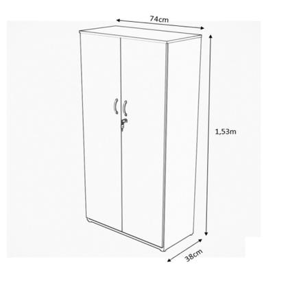 Imagem de Armário Alto Para Escritório Com 2 Portas Com Chave Com 3 Prateleiras Reguláveis Preto