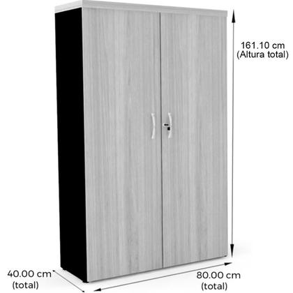 Imagem de Armário Alto PE40 Pandin 80 cm (largura) em MDP Cor Noce Naturalle e Preto com Duas Portas