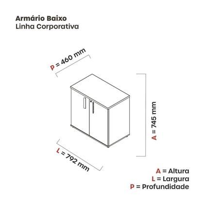 Imagem de Armário Baixo 02 Portas Pivotante ABC745 Cinza/Noce Marromle