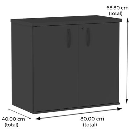 Imagem de Armário Baixo PE25 Pandin 80 cm (largura) em MDP Cor Liso Cinza e Preto com Duas Portas