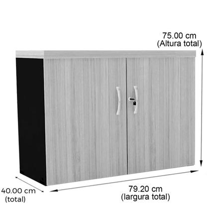 Imagem de Armário Baixo PE40 Pandin 79,20 cm (largura) em MDP Cor Walnut e Preto com Duas Portas