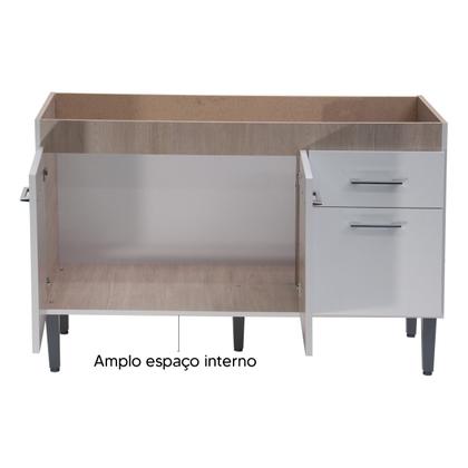 Imagem de Armário Balcão De Pia 120cm Cozinha 3 Portas 1 Gaveta Organizador Multiuso Espaçoso Sem Tampo