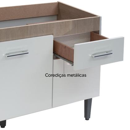 Imagem de Armário Balcão De Pia 120cm Cozinha 3 Portas 1 Gaveta Organizador Multiuso Espaçoso Sem Tampo