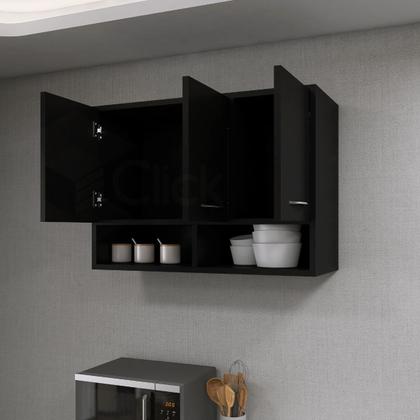 Imagem de Armário Balcão Multiuso 3 Portas Aéreo Parede Branco Cozinha