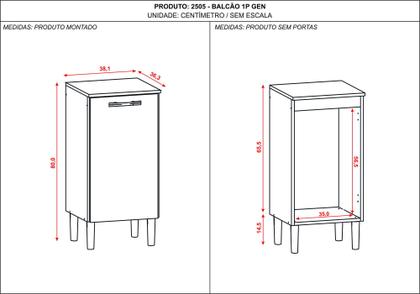 Imagem de Armário Balcão Multiuso Cristal Suporte para Bebedouro 1 Porta Kits Paraná Freijo Supremo
