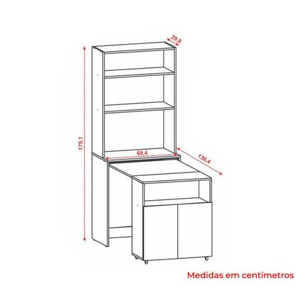 Imagem de Armário Bancada de Cozinha Retrátil com mesa e 2 Portas Duo Kits Paraná