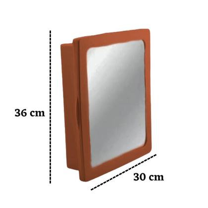 Imagem de Armário Banheiro Caramelo Com Espelho Porta Plástico Embutir Reforçado Parede