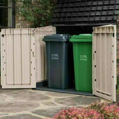 Imagem de Armário Baú Depósito 880l Multiuso Externo Store Midi Modular Bege e Marrom Keter