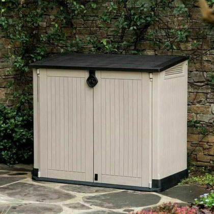 Imagem de Armário Baú Depósito 880l Multiuso Externo Store Midi Modular Bege e Marrom Keter