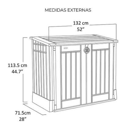 Imagem de Armário Baú Depósito 880l Multiuso Externo Store Midi Modular Bege e Marrom Keter