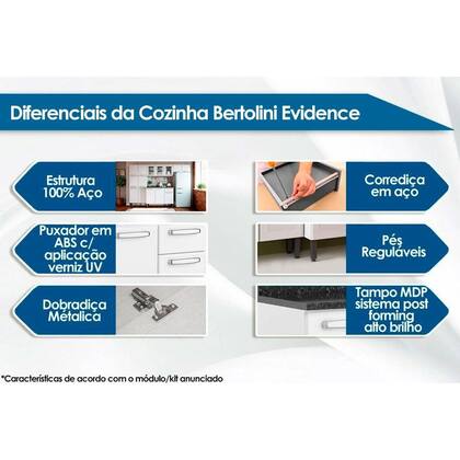 Imagem de Armário Bertolini Aéreo Evidence 4 Aço Dir 40cm Branco