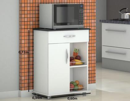 Imagem de Armário c/ Fruteira Cozinha Microondas Bebedouro Base Preta