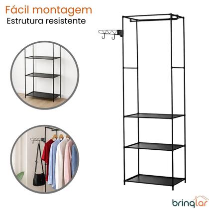Imagem de Armário Cabideiro Prateleira Closet para Roupas e Sapatos